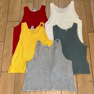 FIVE Vintage Basic Editions Men's Mesh Muscle Tank Tops Medium Training